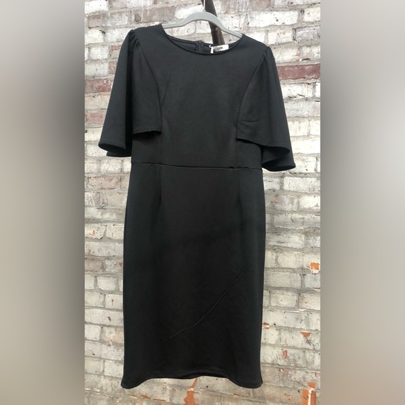 GRACE KARIN 3/4 Ruffle Sleeve Slim Fit Business Black Pencil Dress, Size Large - Picture 2 of 9